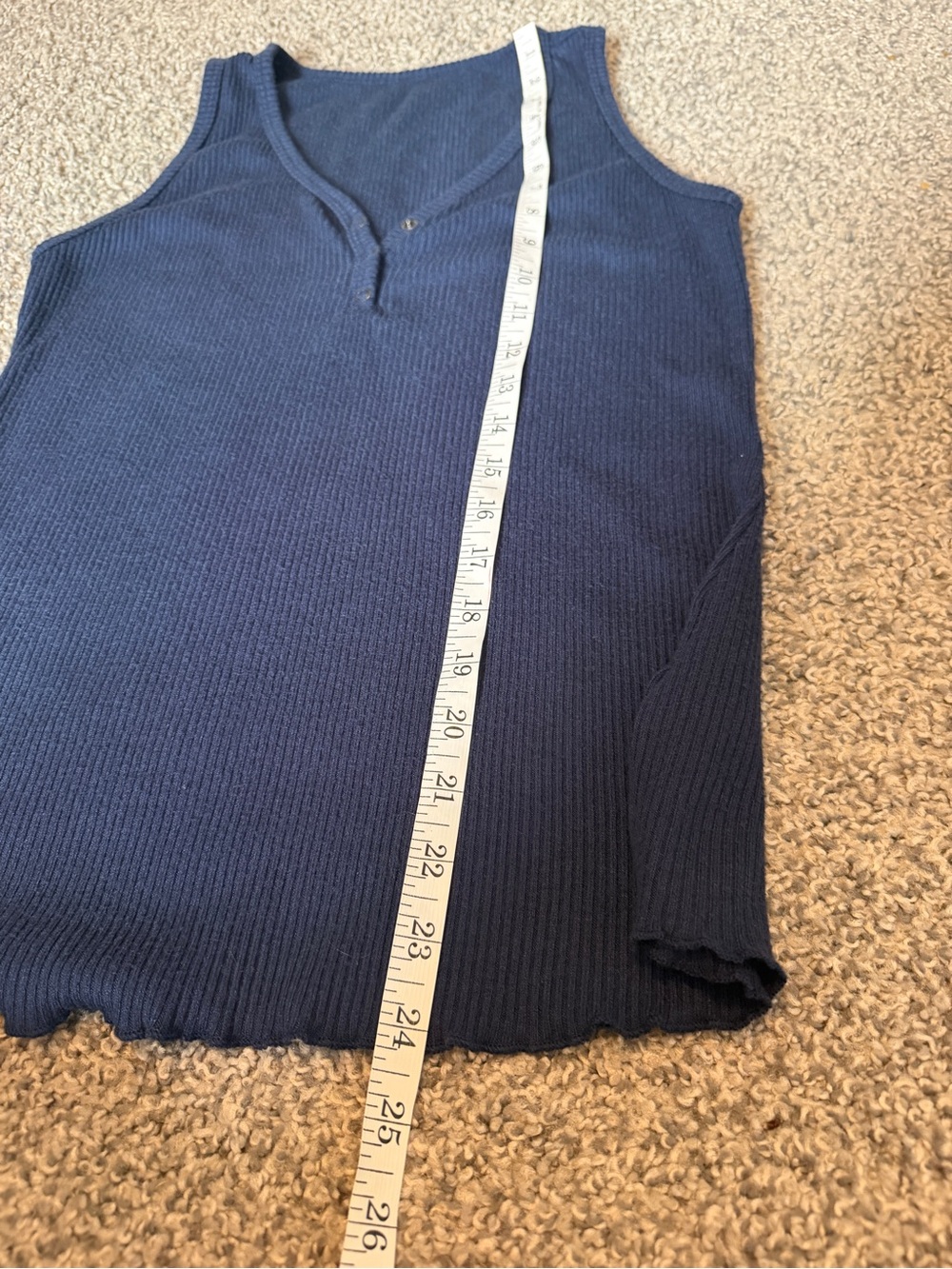Navy Ribbed Knit Tank Top - Picture 6 of 9